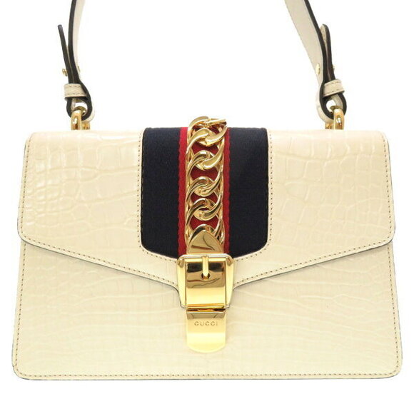 Gucci Sylvis Crocodile Shoulder Bag White - Picture 2 of 8